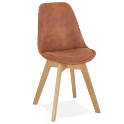 Holzstuhl mit Mikrofaserbezug | Esszimmerstuhl mit Hoher Rückenlehne | AXEL Designerstuhl für Wohnzimmer | Skandinavischer Stil | Kadima Design