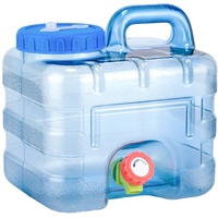 Relaxdays Wasserkanister mit Hahn, 10 Liter, Kunststoff bpa-frei,  Schraubdeckel, Griff, Camping Kanister, weiß/grün : : Sport &  Freizeit