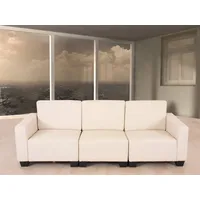 Modular 3-Sitzer Couch Sofa Lyon, Kunstleder creme