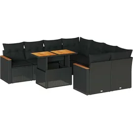 vidaXL Garten-Lounge-Set 9-tlg. schwarz