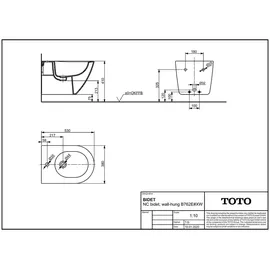 TOTO NC Wand-Bidet, mit Hahnloch und Überlauf, 380x530x335mm, Cefiontect, B762E#XW, B762EXW