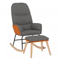 vidaXL Schaukelsessel mit Hocker Hellgrau Stoff