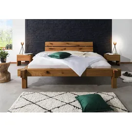 MASSIVMOEBEL24.DE Balkenbett Zerreiche 180x200 tabacco geölt Jangali 322