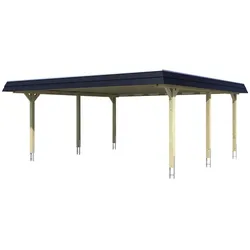SKANHOLZ Carport »Wendland«, BxT: 630 x 637 cm, Firsthöhe: 253 cm, farbbehandelt - braun