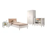 58 aufm Kessel JUGENDZIMMER SET 90x200 Keeley Buche Weiß Holz Regal Komfort Stabil
