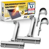 Avoltik Balkonkraftwerk Halterung Balkon Geländer für alle Solarpanel-Größen I Solarmodul Halterung aus robustem Aluminium I Balkonkraftwerk Befestigung verstellbarem Winkel 0 ° oder 15-30°