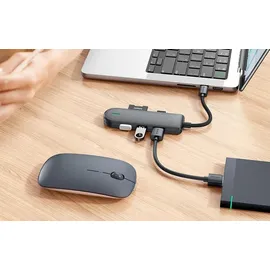 Mcdodo HU-1430 5 in 1 USB-C HUB, 3-Port USB-Hub (1x 3.0, 2x 2.0) + SD Cardreader, schwarz