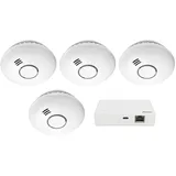 Alecto SMART-SMOKE10 SET 4 - Starterset Smart Zigbee Verbindungsstück mit 3 Smart Zigbee Rauchmeldern,