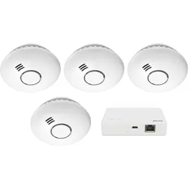 Alecto SMART-SMOKE10 SET 4 - Starterset Smart Zigbee Verbindungsstück mit 3 Smart Zigbee Rauchmeldern,