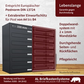 AL Briefkastensysteme Briefkasten »Premium«, (BxH): 38.5 x 115cm, Anzahl Schlitze: 10 Fach, wetterfeste Briefkastenanlage Design modern