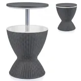Fantask COSTWAY 3 in 1 Cool Bar, höhenverstellbarer Beistelltisch, 30L Outdoor Bier- und Weinkühler in Rattanoptik, Getränkekühler mit Abflussloch, für Terrasse, Party, Poolbereiche,