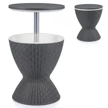 Fantask COSTWAY 3 in 1 Cool Bar, höhenverstellbarer Beistelltisch, 30L Outdoor Bier- und Weinkühler in Rattanoptik, Getränkekühler mit Abflussloch, für Terrasse, Party, Poolbereiche,