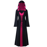 LPFNSF Vintage Hexenkleid, Weihnachten Vampir Kostüm Frauen Plus Größe, Renaissance Kostüm Frauen Mittelalter Kleid (rosa,XL)