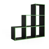 Vicco Treppenregal Raumteiler Stufenregal 6 Fächer Schwarz/Grün Bücherregal