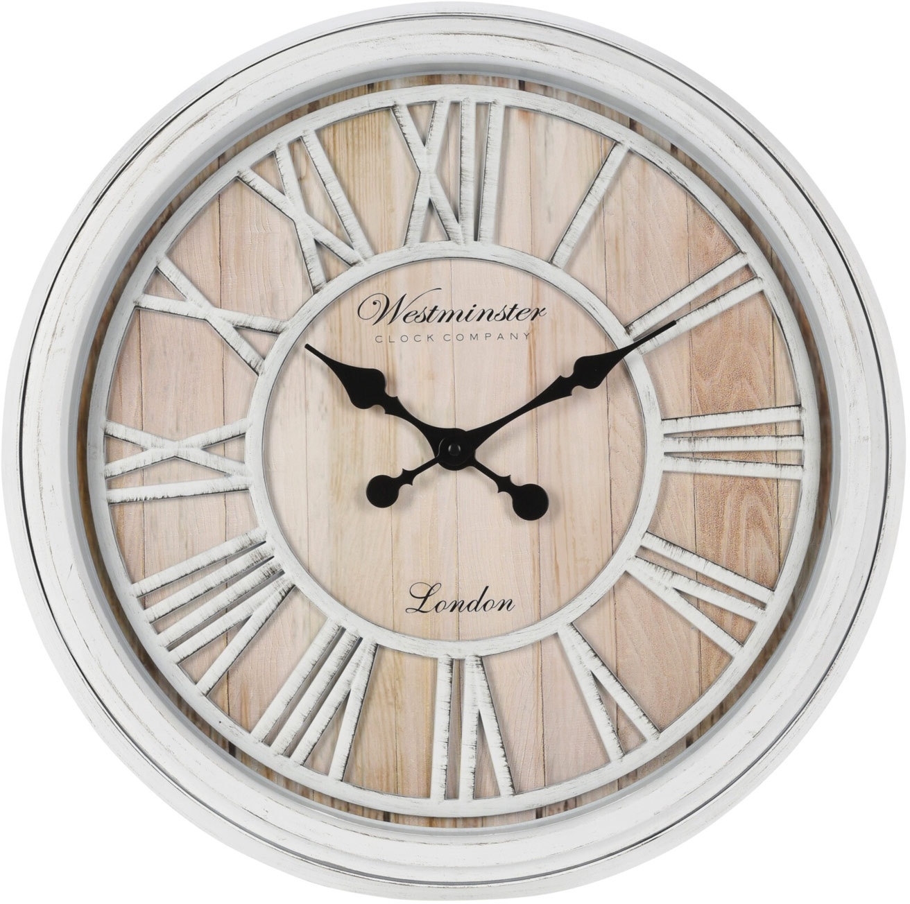 Wanduhr ANSELM, Weiß - Beige - Kunststoff - Ø 50,6 cm