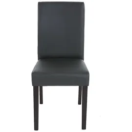 Mendler 2er-Set Esszimmerstuhl Stuhl Küchenstuhl Littau ~ Kunstleder, schwarz matt, dunkle Beine