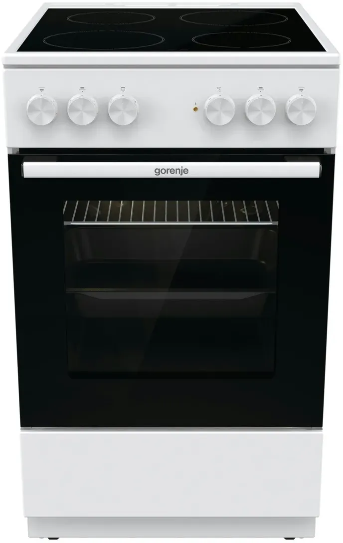 Gorenje GEC5A21WG Elektro-Standherd - B 50 cm,  A, O/U/Grill, 74 L, Pizza 275 C, 1fach Teleskopauszüge, Glaskeramik-Kochfeld, weiß 740524