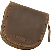 STILORD 'Cash' Wiener Schachtel Leder Vintage Münzbörse Münzetui mit Reißverschluss Slim Minibörse Kleine Geldbörse Schüttelbörse Echt Leder, Farbe:mittel - braun