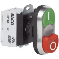 BACO BAL61QB21A L61QB21A Doppeldrucktaster Frontring Kunststoff, verchromt Grün, Rot 1St.