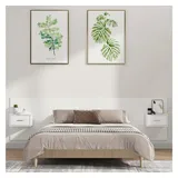 vidaXL Kopfteil mit Nachttischen Weiß Holzwerkstoff