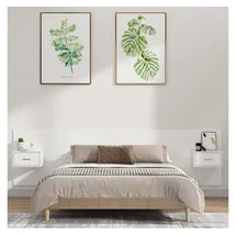 vidaXL Kopfteil mit Nachttischen Weiß Holzwerkstoff