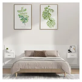 vidaXL Kopfteil mit Nachttischen Weiß Holzwerkstoff