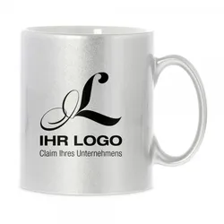 Keramiktasse silber individuell bedruckt (70x70 mm)