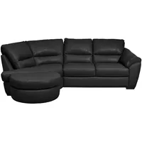 Livetastic Ecksofa, Schwarz, Holz, Kombination Echtleder/Lederlook, 4-Sitzer, L-Form, 273x194 cm, Made in EU, Wohnzimmer, Sofas & Couches, Wohnlandschaften, Ecksofas