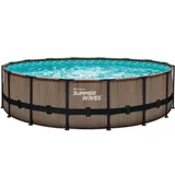 Summer Waves Elite Frame Pool 488 x 122 cm Teak-Optik braun