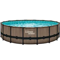 Summer Waves Elite Frame Pool 488 x 122 cm Teak-Optik braun