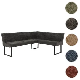 Mendler Eckbank HWC-O82, Esszimmerbank Bank, Öko-Tex (310g/m2) Chenille Stoff/Textil Metall 210x159cm ~ dunkelgrau