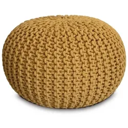 Amagohome Sitzpouf Strickhocker Pouf Ø45 H30cm Bodenkissen Indoor Baumwolle nachhaltig recycelt : gelb