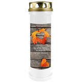 HS Candle 5er Pack Grabkerzen mit Motiv, Grablicht mit Brenndauer von ca. 4 Tage, Motiv: Laub Herz, in vielen weiteren Varianten