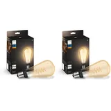 Philips Hue White E27 Große Edison Filament ST72 550lm, warmweißes Licht, dimmbar, steuerbar via App, kompatibel mit Amazon Alexa (Echo, Echo Dot), 2er Pack