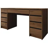 Mirjan24 Schreibtisch Ada Bis, Schlafzimmer Kosmetiktisch mit neun Schubladen (Farbe: Nuss Okapi)