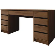 Mirjan24 Schreibtisch Ada Bis, Schlafzimmer Kosmetiktisch mit neun Schubladen (Farbe: Nuss Okapi)