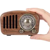 Radio Klassische Retro Lautsprecher Tragbares USB/SD/FM/MP3 Küchenradio Retrofür Büro Zuhause Kofferradio mit Akku Holz Gehäuse