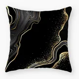 ZQMHCY Kissenbezug 80x80 Marmor Schwarz Gold - Baumwolle Leinen - Sofakissen mit Reißverschluss - 1 Pcs