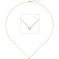 Kette mit Anhänger JOBO, gelb (gelbgold 750), Halsketten, Damen, Gelbgold 750-Weißgold 750-Diamanten, L: 45cm, Gelbgold 750, Weißgold 750, Diamanten, 750 Gold bicolor mit 1 Diamant