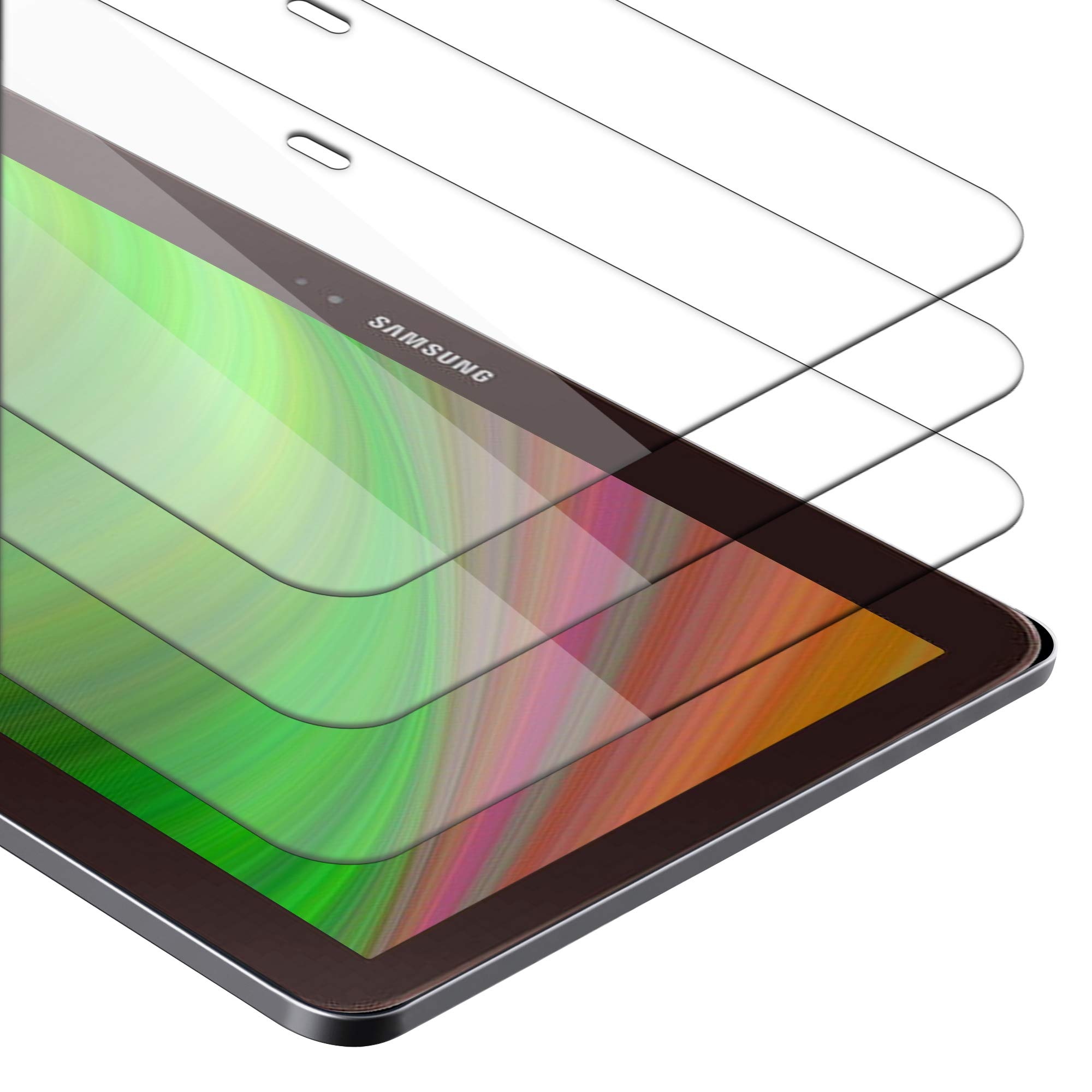 Cadorabo 3x Tablet Panzer Schutz Glas für Samsung Galaxy Tab 3 (10.1 Zoll) - 3 Stück Schutzfolie in Ultra-Klar Hüllen freundlich - Gehärtetes (Tempered) Glas Dipslayschutz Folie in 9H Anti Kratzer