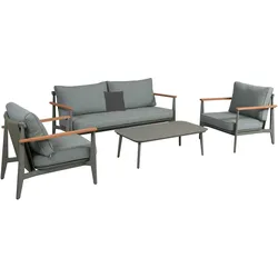 Leco Lounge-Set inkl. Tisch - 180x75x75cm - anthrazit - Aluminium / Polyester / Schaumstoff