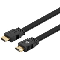 Manhattan 355599 HDMI-Kabel mit Ethernet, flach, 0,5 m, Schwarz