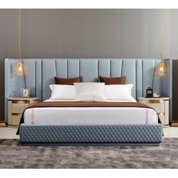 JVmoebel Bett Großes Schlafzimmer Doppelbett Designer Betten Holzgestell Polsterbett (1-tlg., 1x Bett), Made in Europa blau