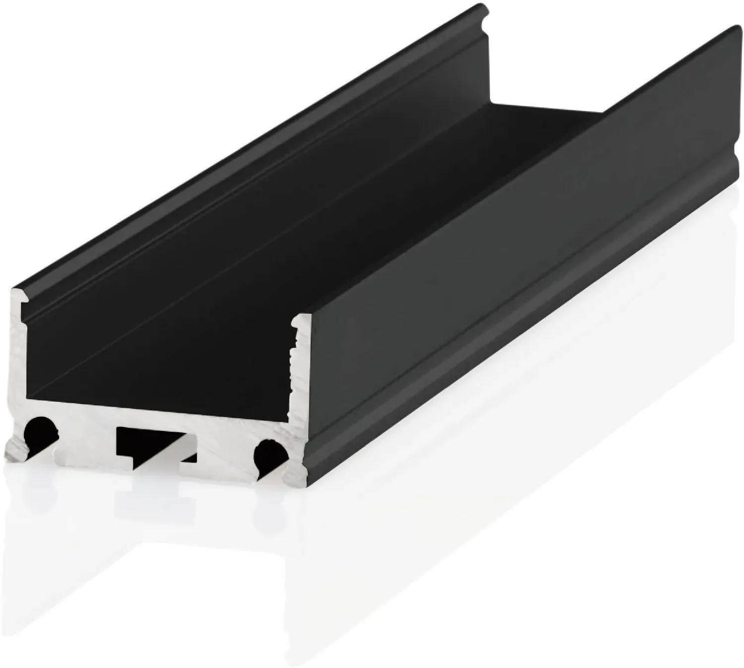 Bilton Aluminium Aufbauprofil XT02, schwarz eloxiert, 3000 mm, ohne Abdeckung