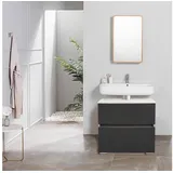 Karen Waschbeckenunterschrank Waschbeckenunterschrank Unterschrank Damla (Waschbeckenunterschrank, Unterschrank mit Klappe und Schublade) Breite 60 cm grau