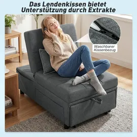 Homcom Schlafsessel 4-in-1 Textil 181 x 43 x 65,5 cm Grau mit Kissen