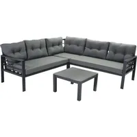 Loungeset Elba Aluminium 5-Sitzer 3-teilig anthrazit matt - Grau