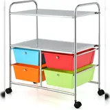 Costway Rollwagen mit 4 stapelbaren Schubladen Badrollwagen Bunt