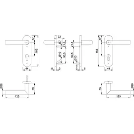 HOPPE Kurzschildgarnitur Ams.E1400Z/353K VA F69 PZ rd Drückergrt.HOPPE