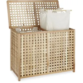 Relaxdays Wäschesortierer Duo hellbraun